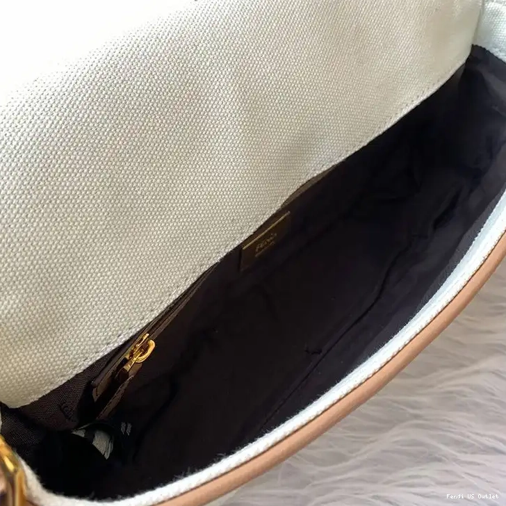 Cheap HOT Apricot Fendi Baguette In FF Canvas Medium Bag Motif 0601